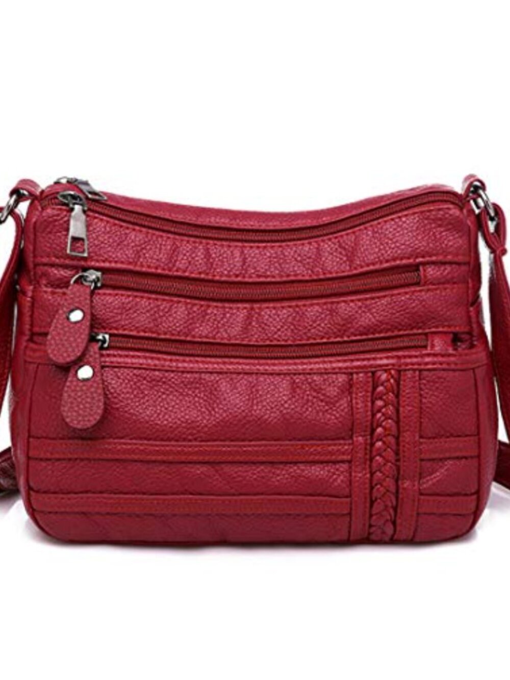 Faux Leather Crossbody Shoulder Bag Multi Pocket Waterproof Lightweight Travel